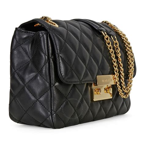 michael kors black quilted bags|Michael Kors black shoulder handbags.